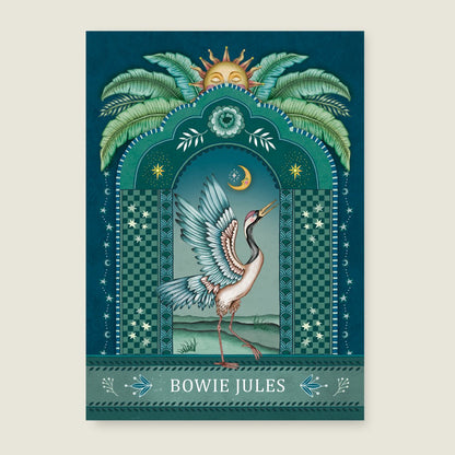 Geboortekaartje Crane Bird Blue - Story of July