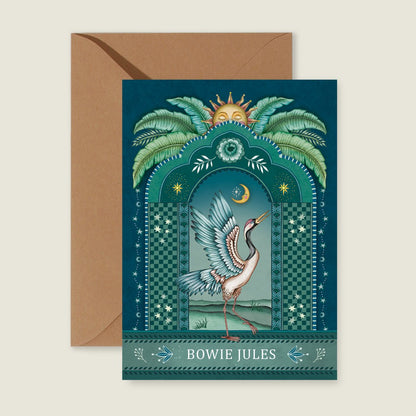 Geboortekaartje Crane Bird Blue - Story of July