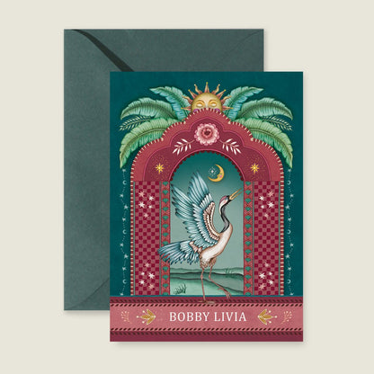 Geboortekaartje Crane Bird Red - Story of July