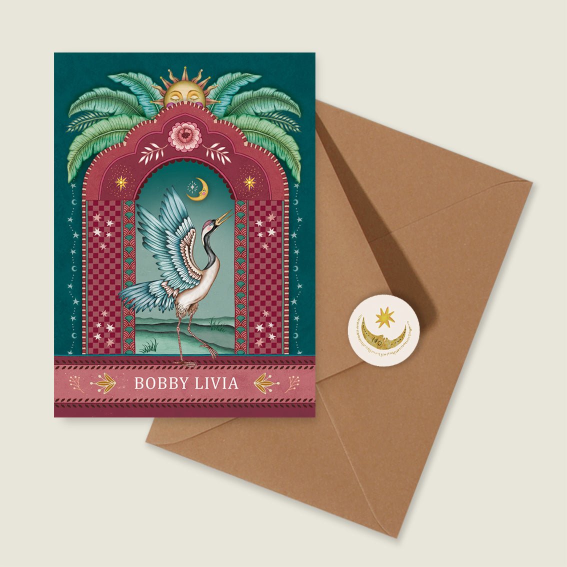 Geboortekaartje Crane Bird Red - Story of July