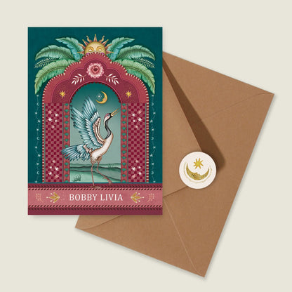 Geboortekaartje Crane Bird Red - Story of July