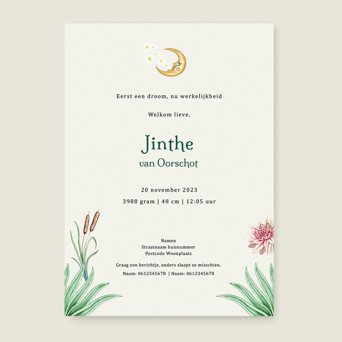 Geboortekaartje Deer Family Green - Story of July