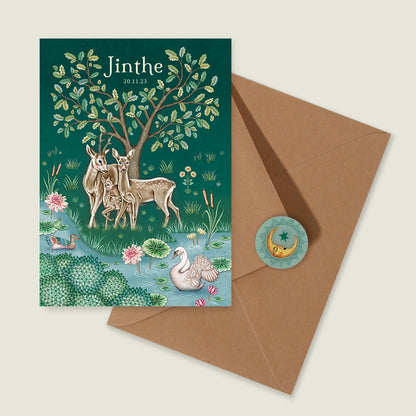 Geboortekaartje Deer Family Green - Story of July