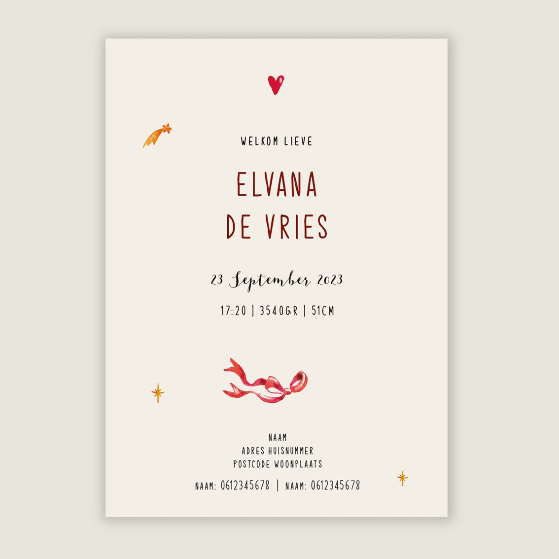 Geboortekaartje Elephant Balloon Orange - Story of July