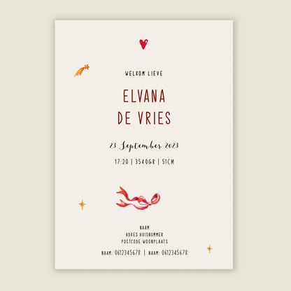 Geboortekaartje Elephant Balloon Orange - Story of July