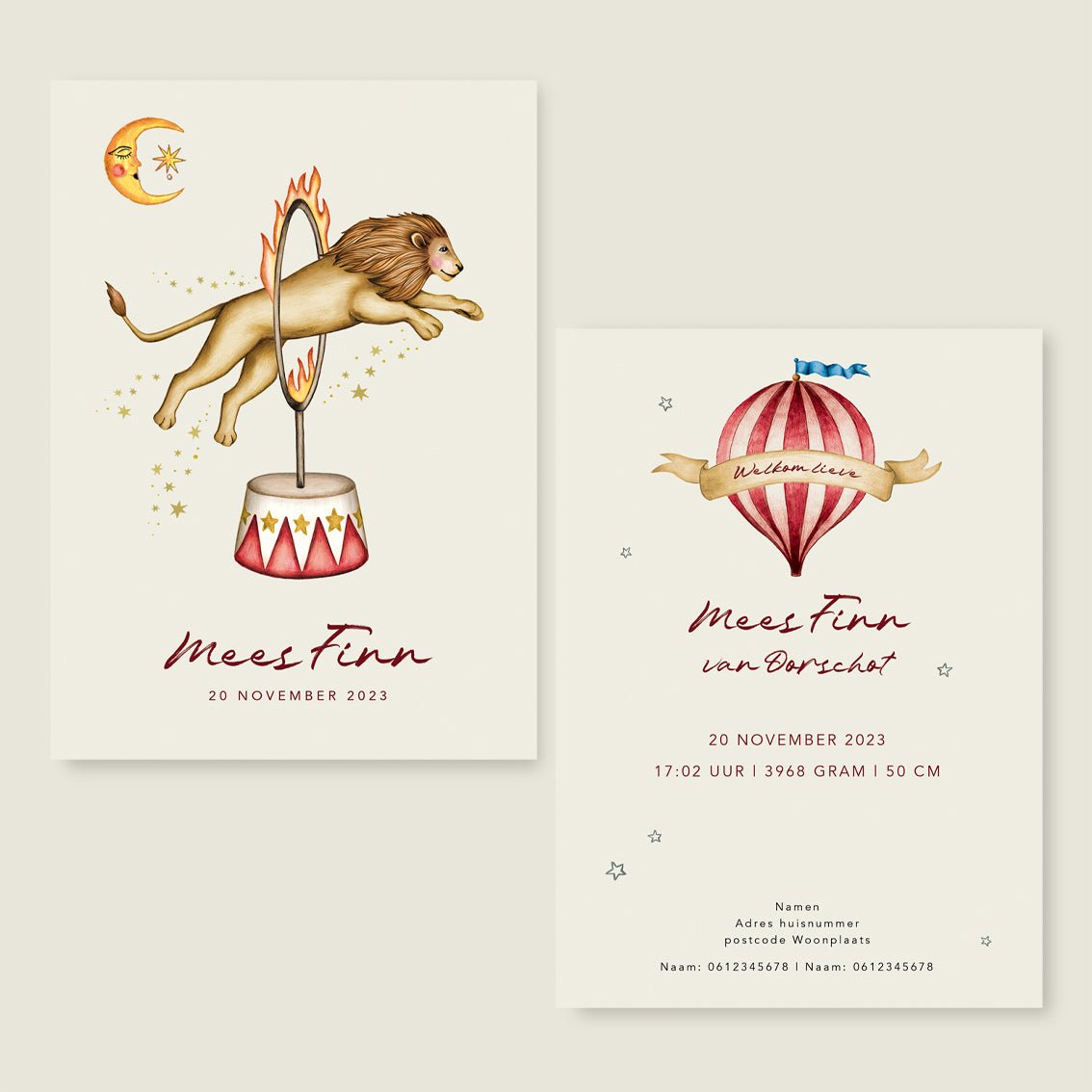 Geboortekaartje Jumping Lion - Story of July