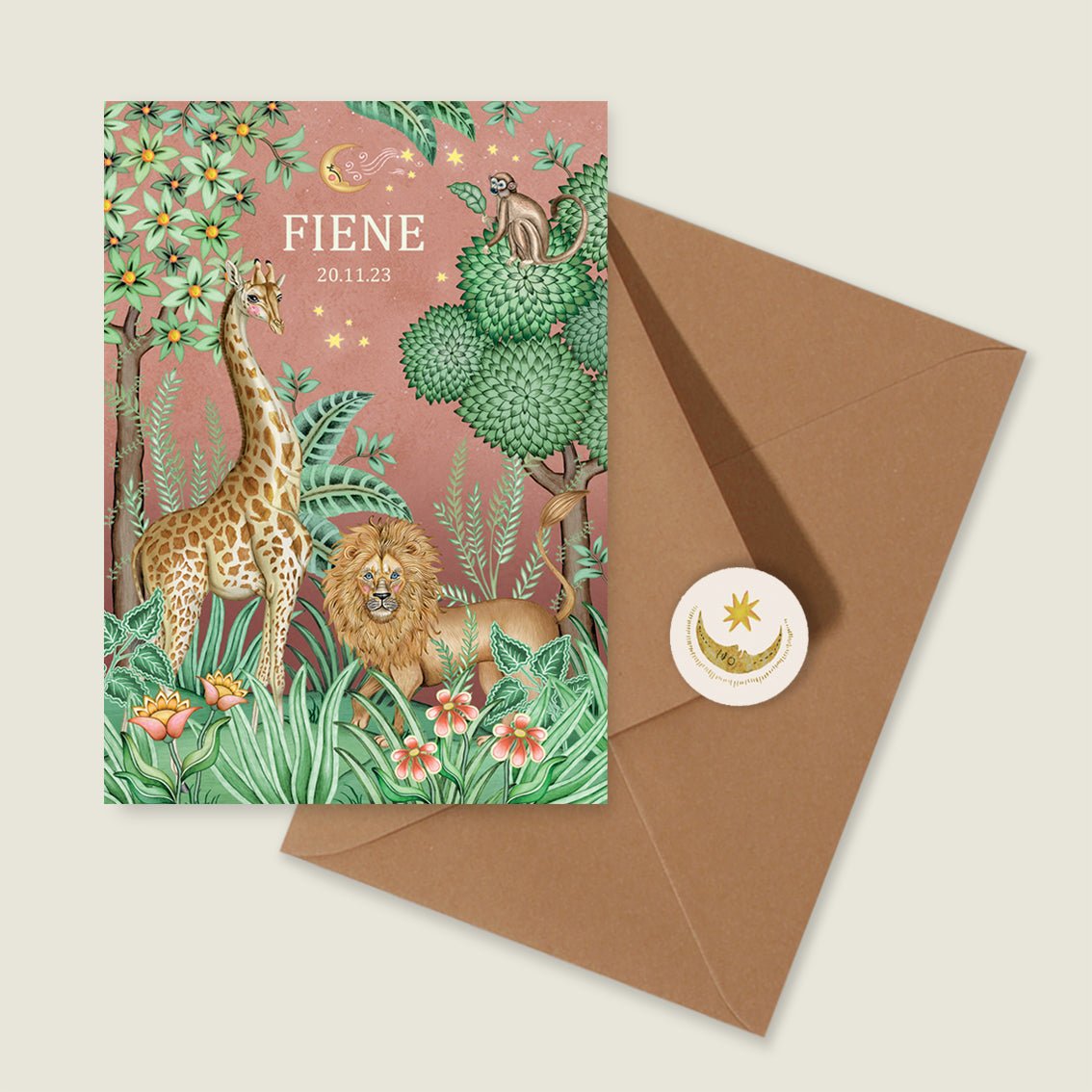 Geboortekaartje Lion And The Giraffe Terra - Story of July