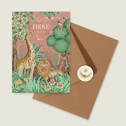 Geboortekaartje Lion And The Giraffe Terra - Story of July