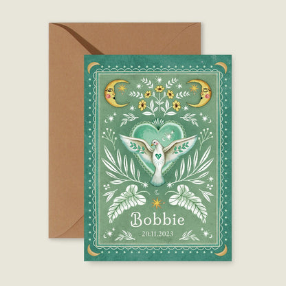 Geboortekaartje Love Dove Green - Story of July