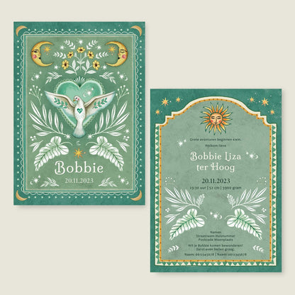 Geboortekaartje Love Dove Green - Story of July