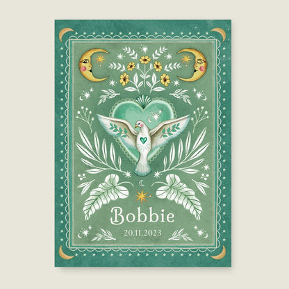 Geboortekaartje Love Dove Green - Story of July
