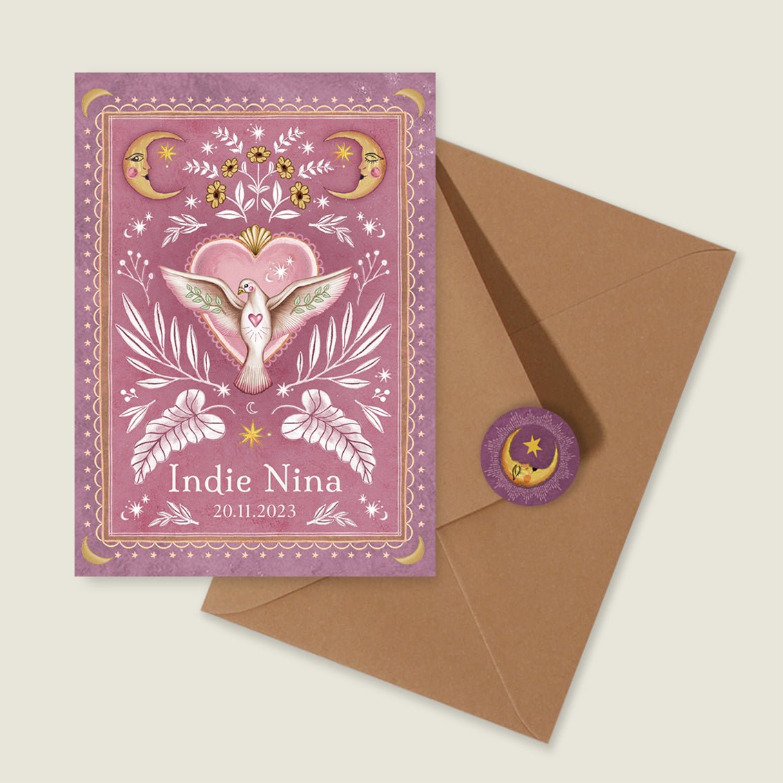 Geboortekaartje Love Dove Lila - Story of July