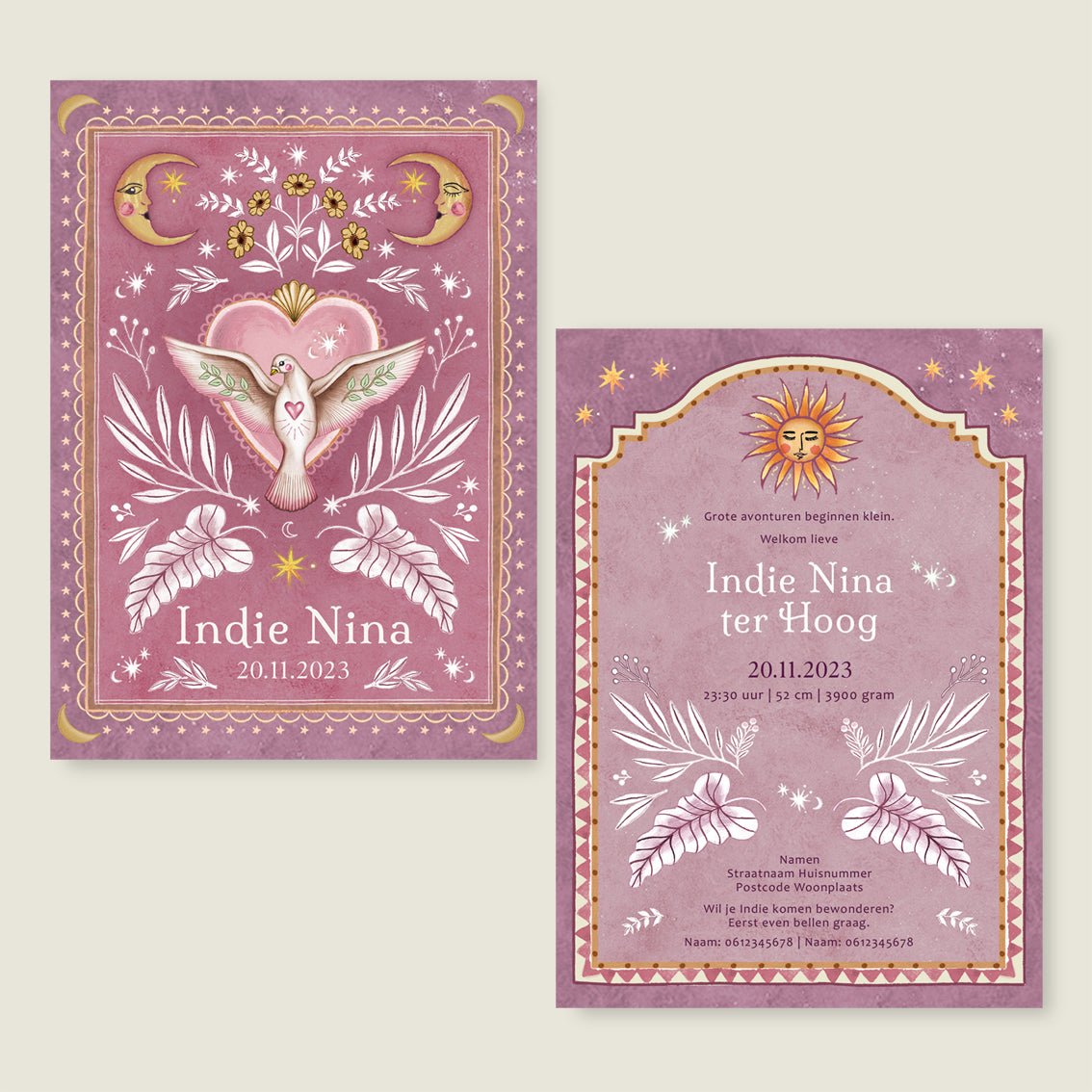 Geboortekaartje Love Dove Lila - Story of July