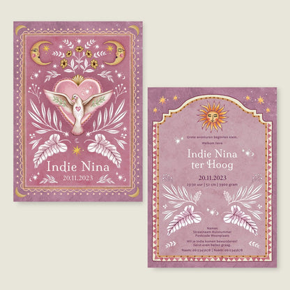 Geboortekaartje Love Dove Lila - Story of July