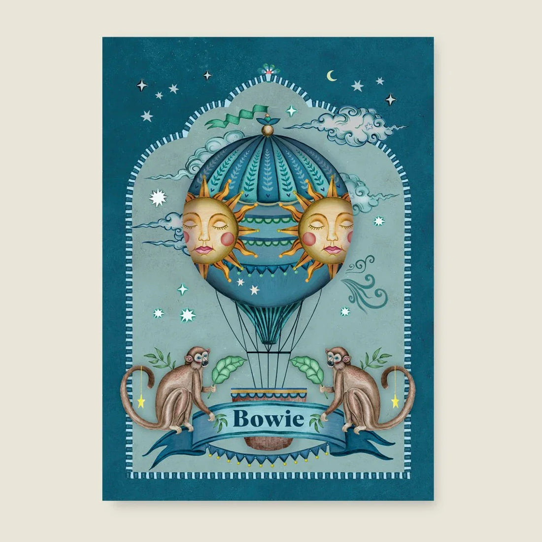 Geboortekaartje Monkey Balloon Blue - Story of July