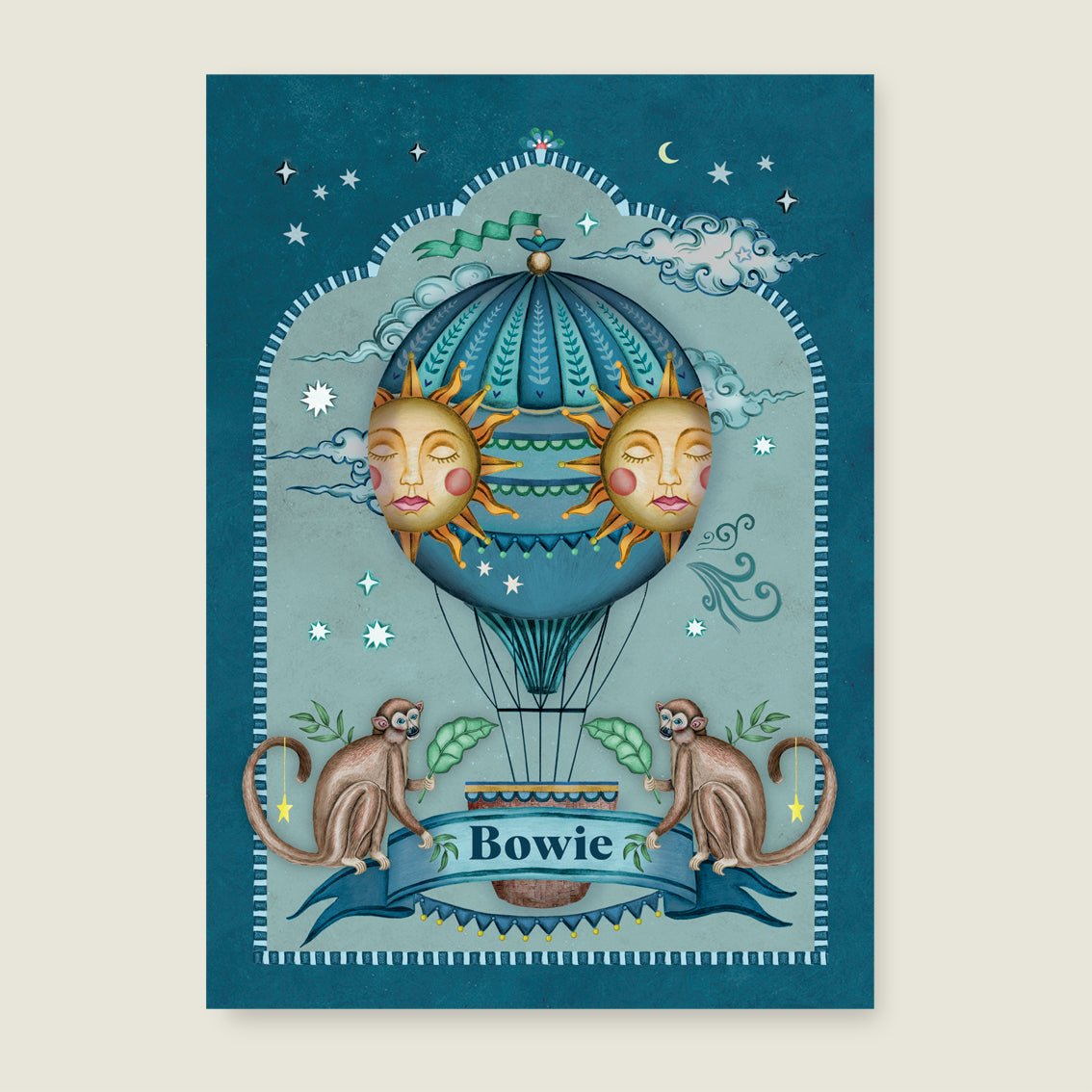 Geboortekaartje Monkey Balloon Blue - Story of July