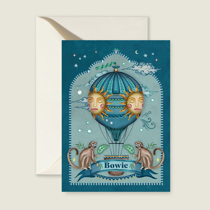 Geboortekaartje Monkey Balloon Blue - Story of July