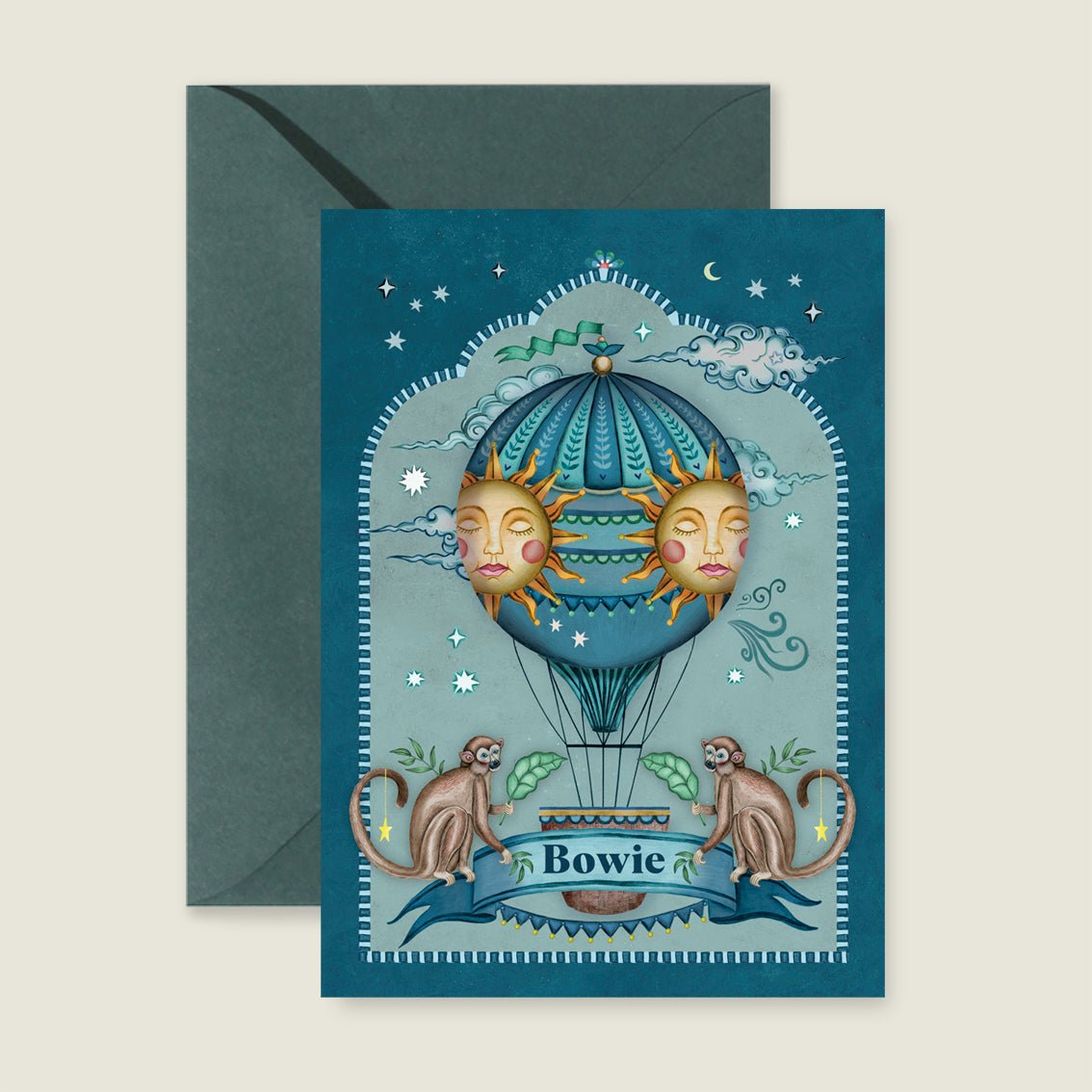 Geboortekaartje Monkey Balloon Blue - Story of July