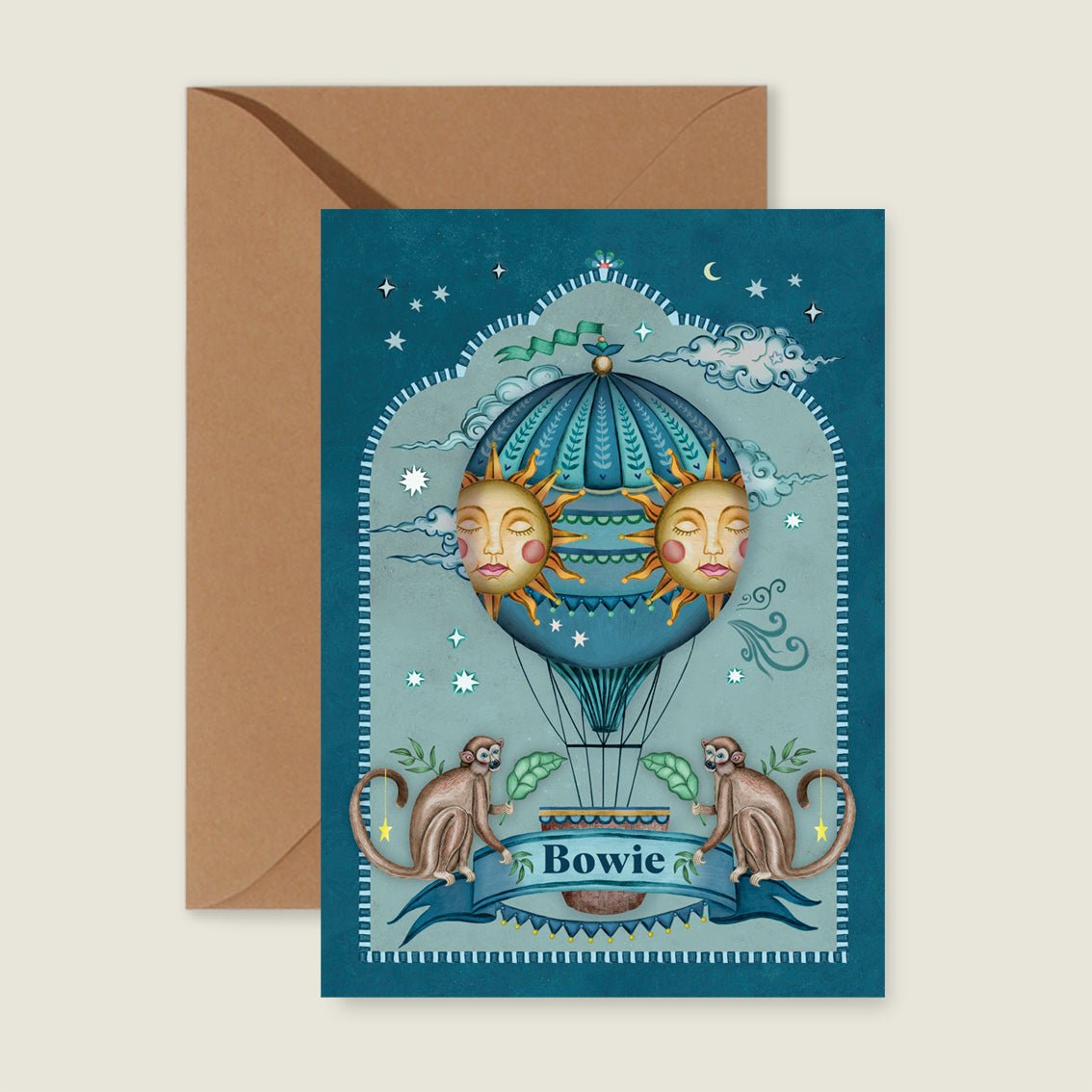 Geboortekaartje Monkey Balloon Blue - Story of July