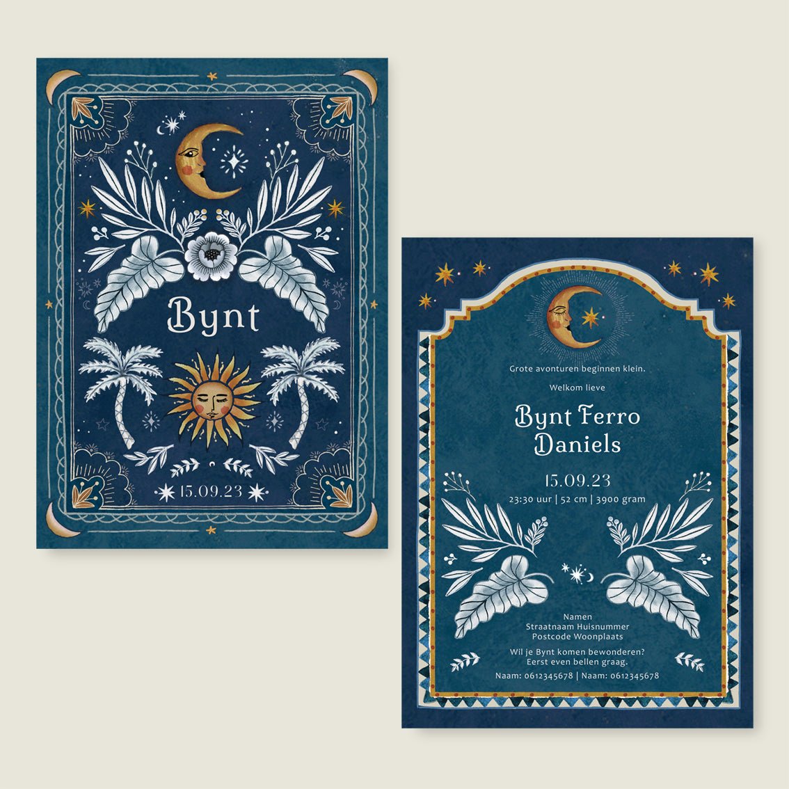 Geboortekaartje Moonchild Blue - Story of July