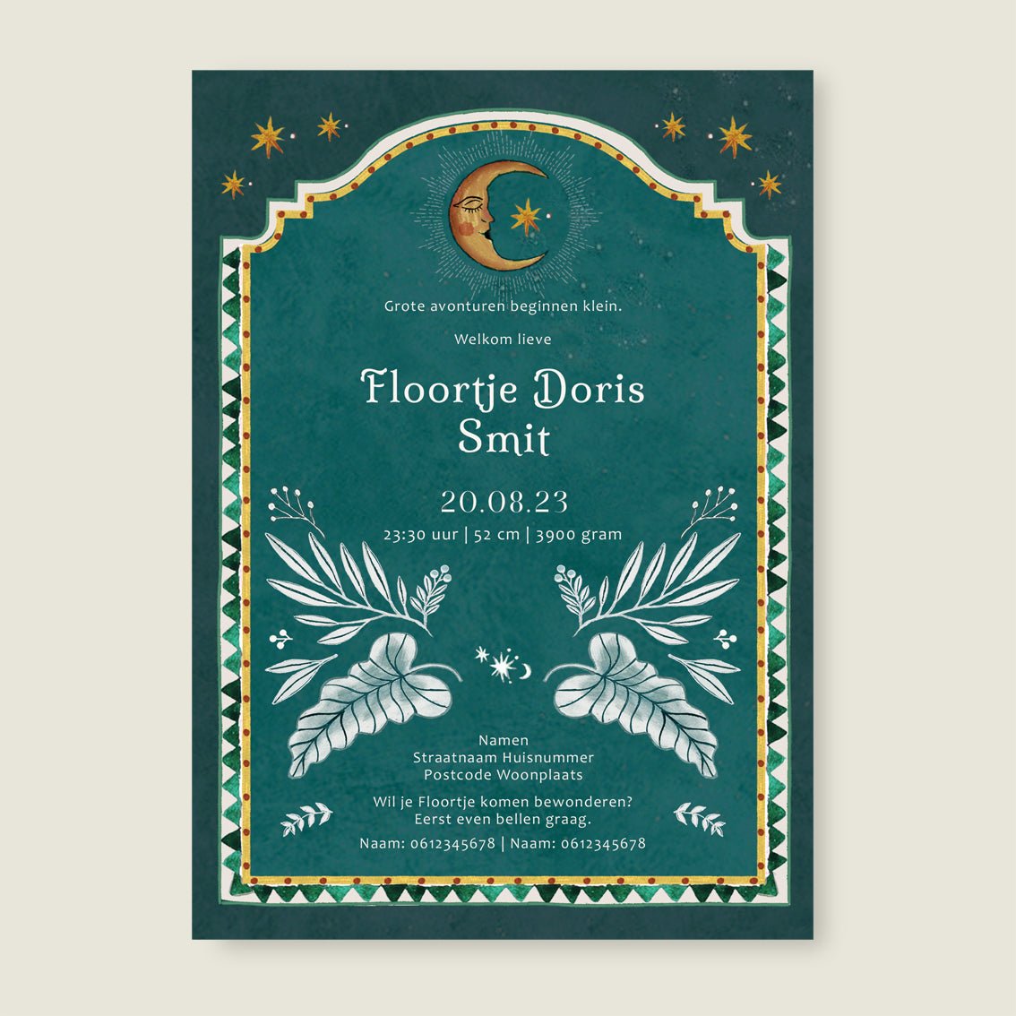 Geboortekaartje Moonchild Green - Story of July