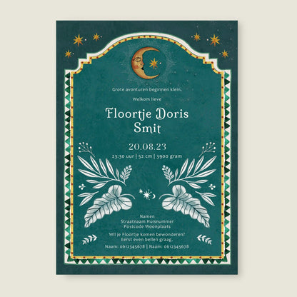 Geboortekaartje Moonchild Green - Story of July