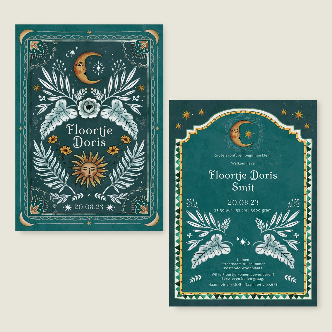 Geboortekaartje Moonchild Green - Story of July