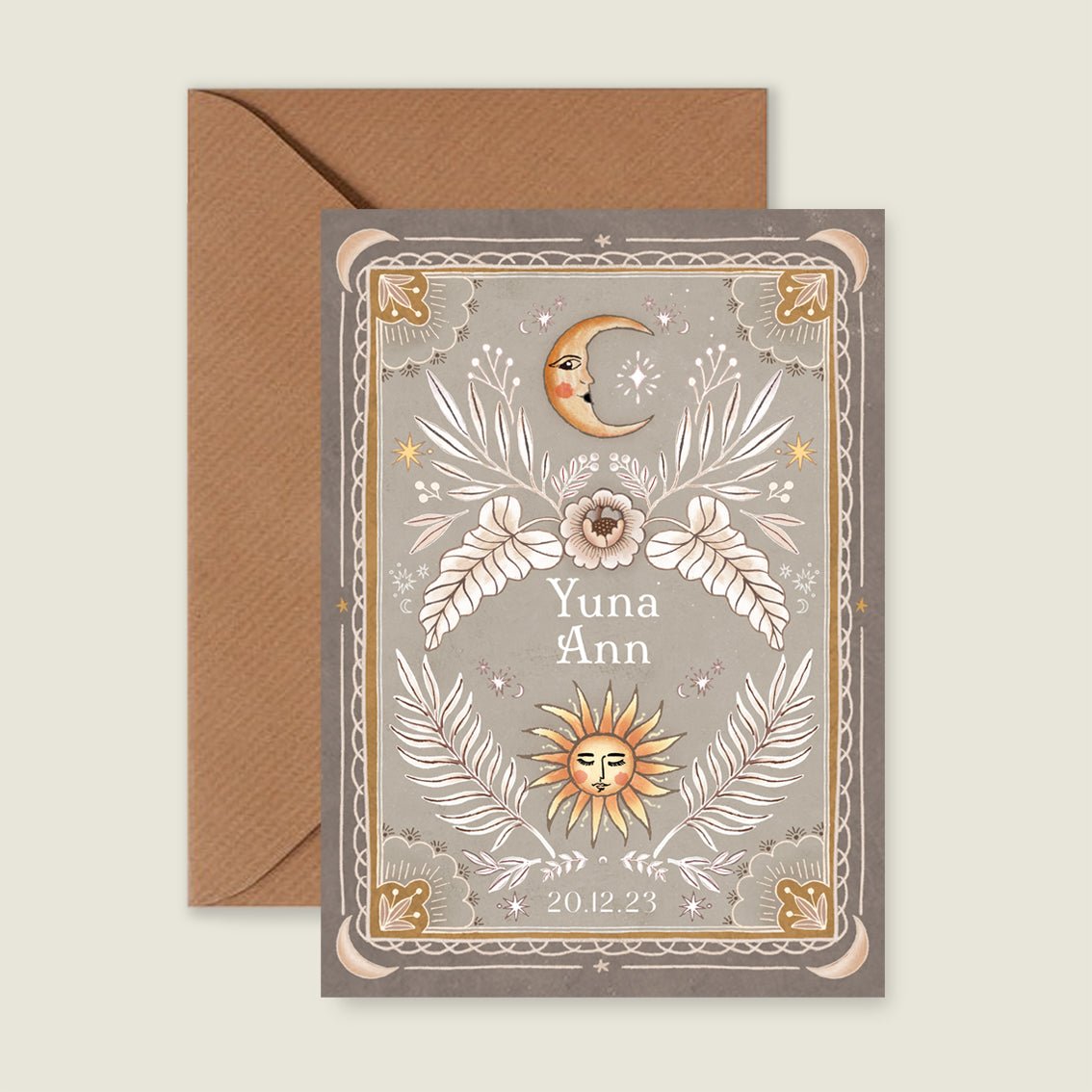 Geboortekaartje Moonchild Khaki - Story of July