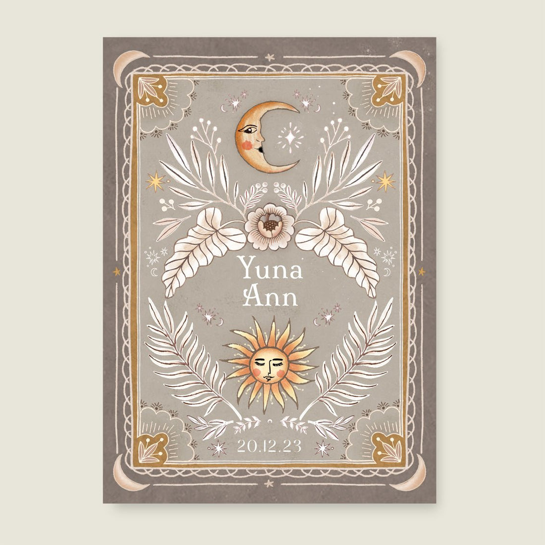 Geboortekaartje Moonchild Khaki - Story of July
