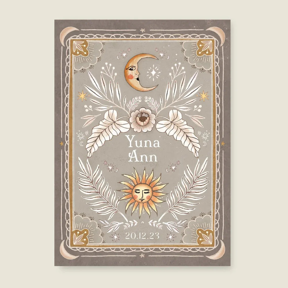 Geboortekaartje Moonchild Khaki - Story of July