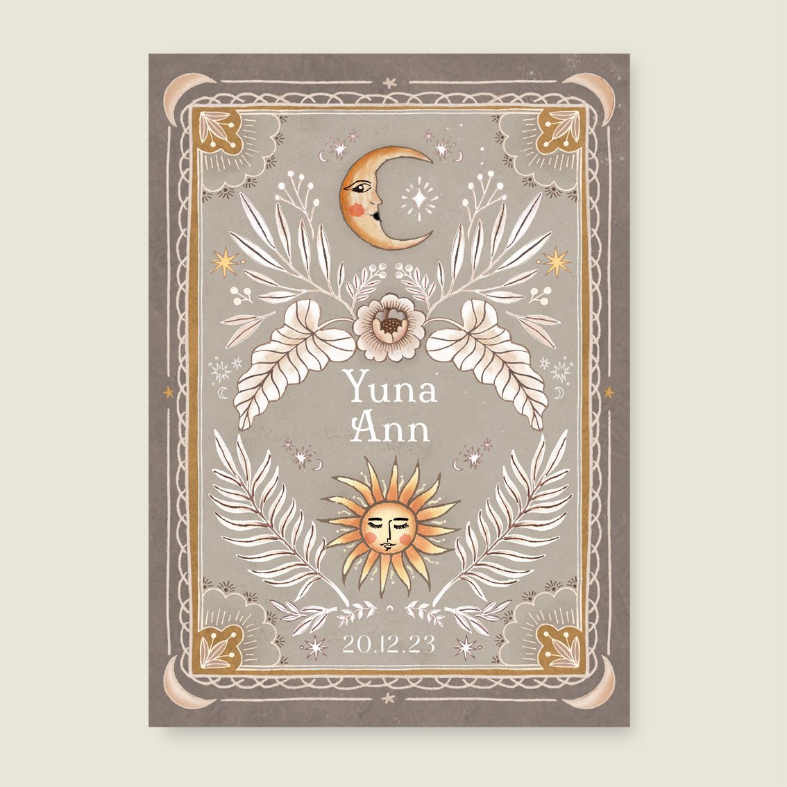 Geboortekaartje Moonchild Khaki - Story of July