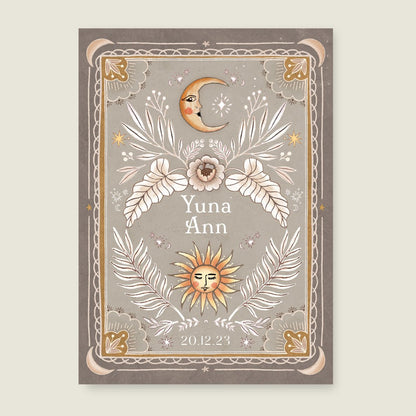 Geboortekaartje Moonchild Khaki - Story of July