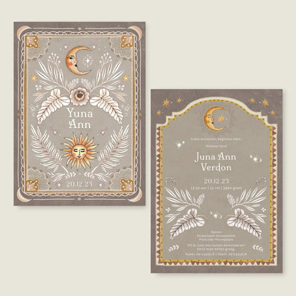 Geboortekaartje Moonchild Khaki - Story of July