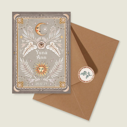 Geboortekaartje Moonchild Khaki - Story of July