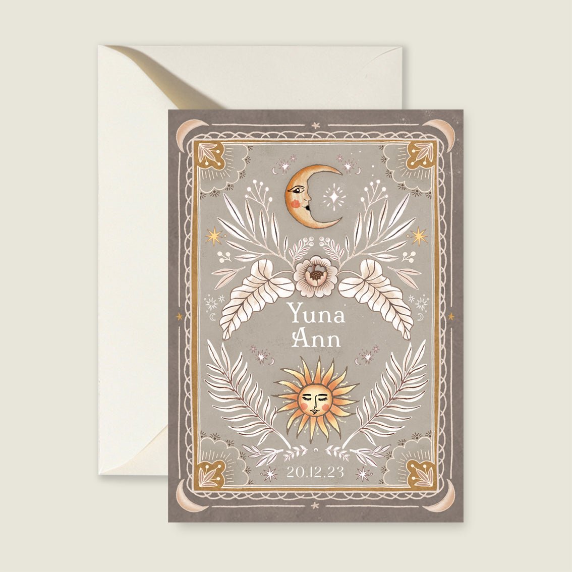 Geboortekaartje Moonchild Khaki - Story of July