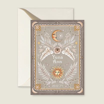 Geboortekaartje Moonchild Khaki - Story of July