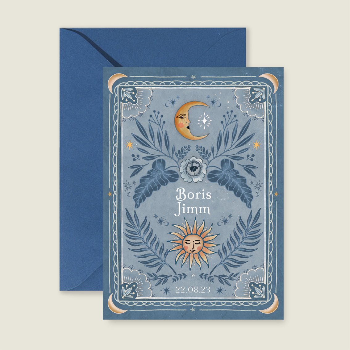 Geboortekaartje Moonchild Light Blue - Story of July