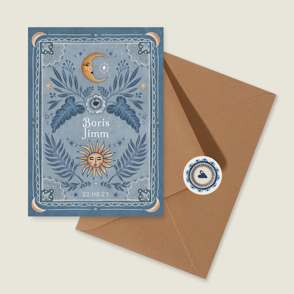 Geboortekaartje Moonchild Light Blue - Story of July