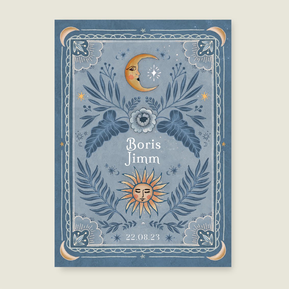 Geboortekaartje Moonchild Light Blue - Story of July