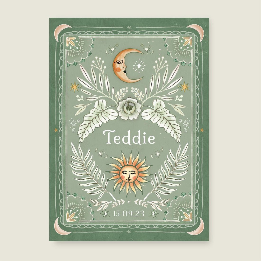 Geboortekaartje Moonchild Lightgreen - Story of July