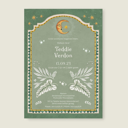 Geboortekaartje Moonchild Lightgreen - Story of July