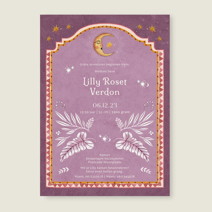 Geboortekaartje Moonchild Lila - Story of July