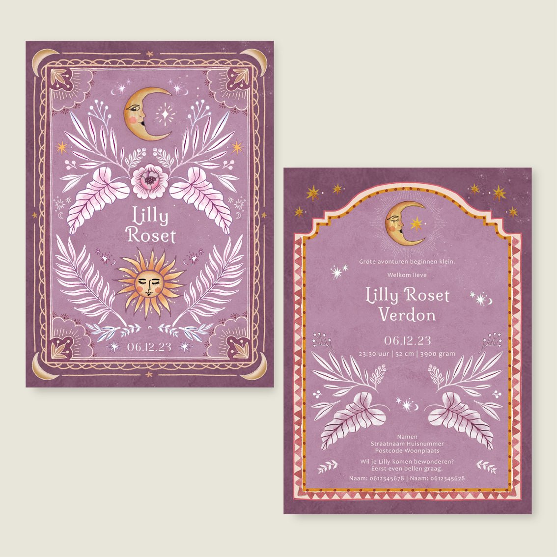 Geboortekaartje Moonchild Lila - Story of July