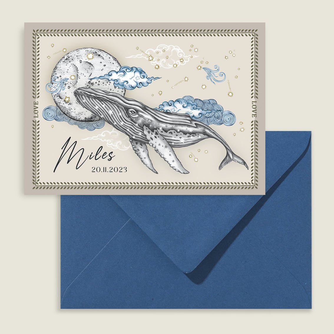 Geboortekaartje Moonlighting Whale - Story of July
