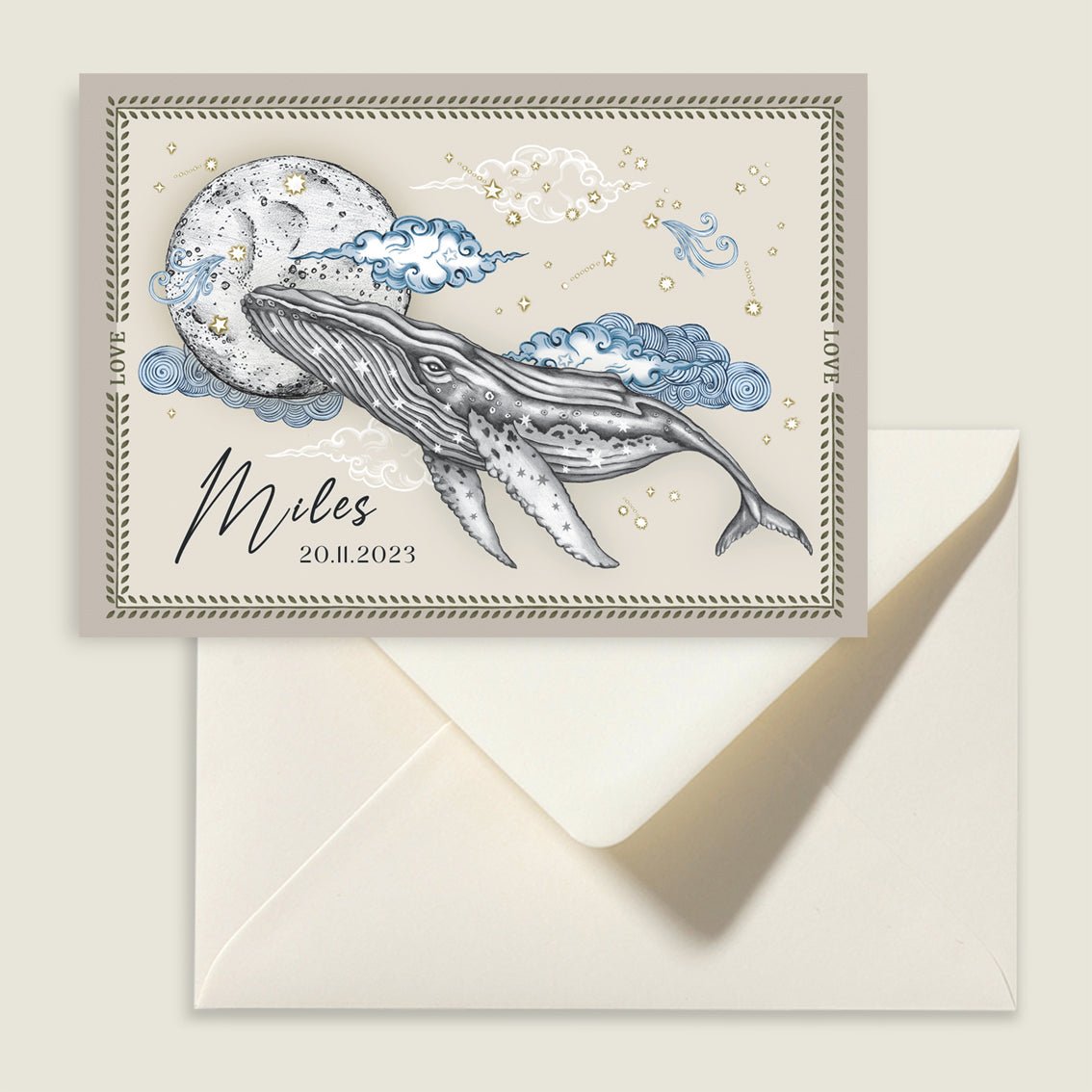 Geboortekaartje Moonlighting Whale - Story of July