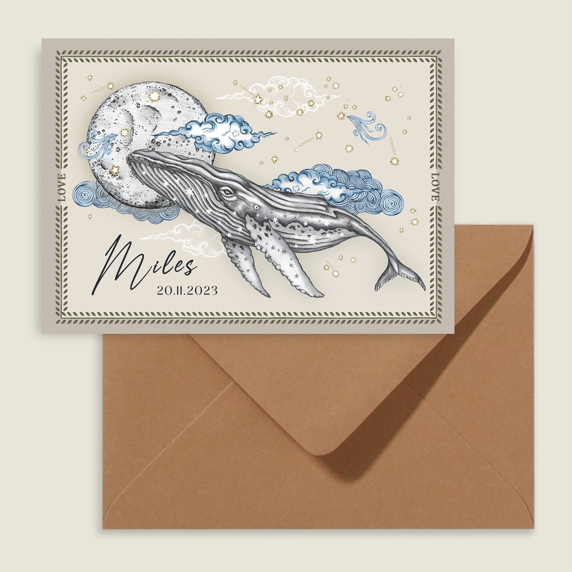 Geboortekaartje Moonlighting Whale - Story of July