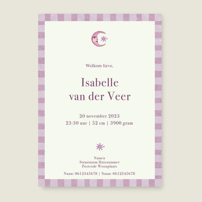 Geboortekaartje Nightingtales Lila - Story of July