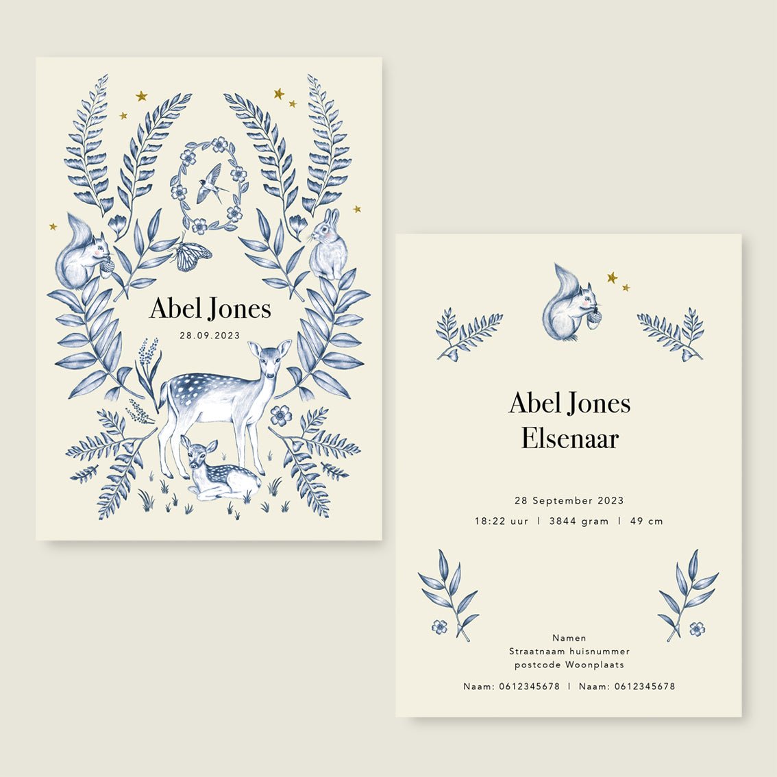 Geboortekaartje Oh Deer Blue - Story of July