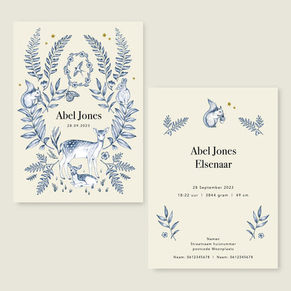 Geboortekaartje Oh Deer Blue - Story of July