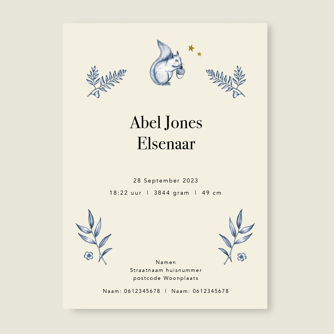 Geboortekaartje Oh Deer Blue - Story of July